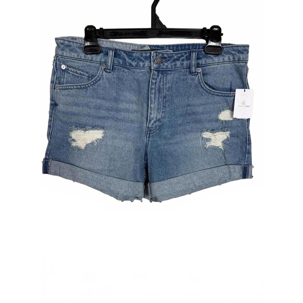 NWT Volcom Boyfriend Fit Distressed Denim Shorts Size 29